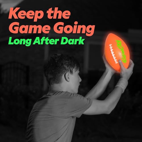 GlowCity Glow in The Dark Football - Size 3/6 Light Up Ball Gifts for Kids, Junior & Teens - Bright Football for Night Outdoor Games - Sports Birthday Gift Ideas for Boys Ages 6 7 8 9 10 11 12 13 14 - size: Size 3 (Kids/Pee Wee), style: Rubber (Pump + Box