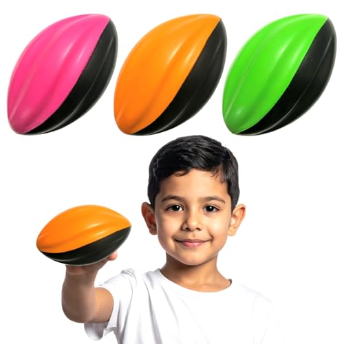 Blu Jay LMC Products Mini Football 3-Pack - 5” Spiral Foam Football Small Footballs for Kids - Mini Footballs 3-Pack - Soft, Easy Grip Toddler (Pink, Orange, Green)