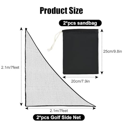 6-10ft 1/2PCS Nylon Side Net Golf Accessory with 1 Sang Bag, Easy to Install Side Net for Golf Nets and Simulator Premium Sports Net Hitting Nets (Red/Black) - style: Black-7x7ft 2Pcs