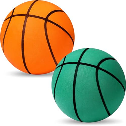 JellyArch 2 Pcs Silent Basketball Size 7 (29.5") Indoor Soft Foam Basketball Official Sports Ball Elastic Inside for Youth Dribbling Training Practice Ball