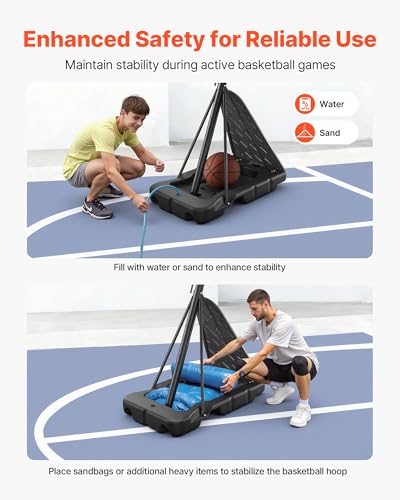VEVOR Basketball Hoop, Basketball Hoop 44 48 50 54 Inchs PC Backboard, 4.4-10FT Height Adjustable, Basketball Portable Hoop& Goal, Indoor/Outdoor Classic Basketball Court, Teen Adult School Park