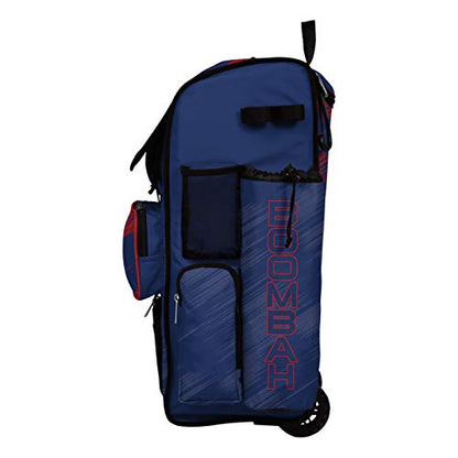 Boombah Rolling Superpack Scratch Baseball/Softball Gear Bag - 23-1/2" x 13-1/2" x 9-1/2" - Multiple Colors - Telescopic Handle and Holds 4 Bats - Wheeled Version - color: Royal Blue/Red