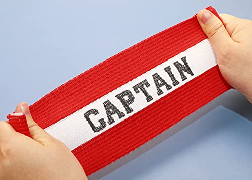 ONLYKXY Captain Armbands 9x30CM/3.54x11.81inch Adjustable Leader Armband for Soccer Basketball Volleyball School Team Competition Coach Players Wrist Arm Bands - color: Red+White