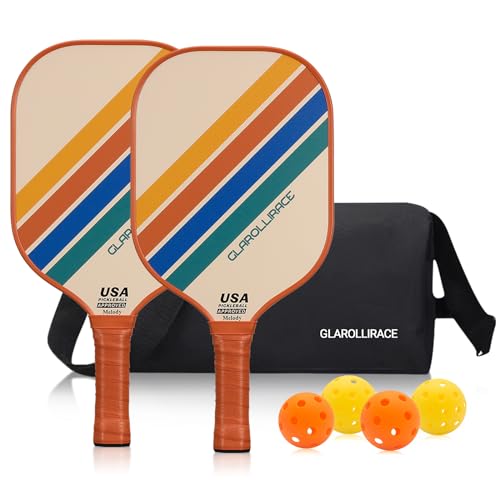 Pickleball Paddles Set of 2 | 4 Pickleball Rackets, USAPA Approved Pickleball Set, Fiberglass | Carbon Fiber Surface & 13 mm PP Honeycomb Core,4 Indoor & Outdoor Pickle Balls