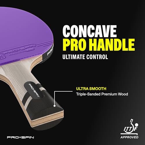 PRO-SPIN Ping Pong Paddles – ITTF Approved Professional Table Tennis Rackets with Carbon Fiber for Superior Control | 7-Ply Blade, Premium Rubber, 2.0mm Sponge - color: 4-Pack | Blue/Violet