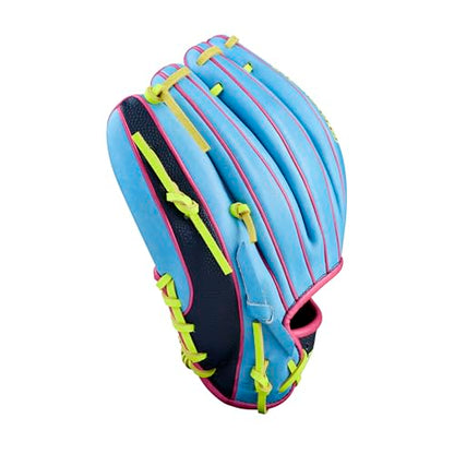 Wilson Spring 2026 A2000® Baseball Gloves - color: Sky Blue/Navy/Optic Yellow, size: Infield: 11.5"