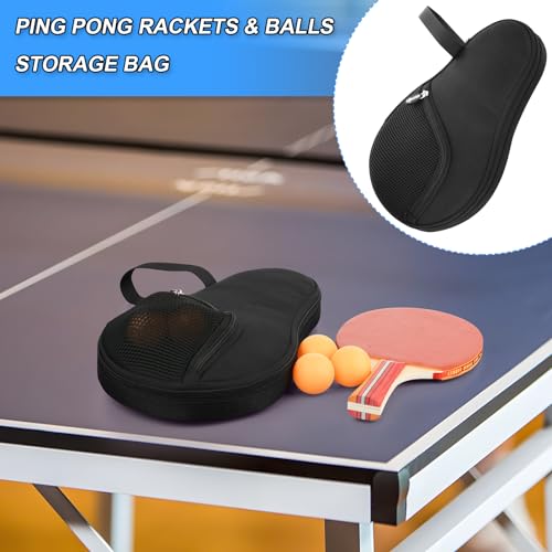 Cosmos Table Tennis Paddle Bag Paddles Case Cover Waterproof Ping Pong Racket Bat Storage Case Holder with Ping Pong Ball Mesh Storage Pocket Organizer, Fits 2 Paddles - color: Black