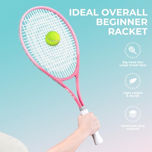 HIRALIY Tennis Rackets 2 Pack for Adults Beginners - 27 Inch Lightweight Aluminum Tennis Racquet Set with 3 Balls & Carry Bag - Vibration Dampening & Large Sweet Spot for Men Women Couples