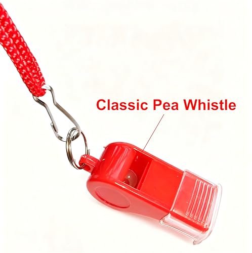 12 Packs Sports Whistles with Lanyard, for Coaches, Referees and Officials - color: Red