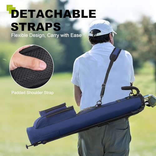 uniHimal Golf Lightweight Stand Carry Bag– Easy to Carry and Durable Pitch n Putt Golf Bag for The Driving Range, Par 3 and Executive Courses–31.5 inches Tall - color: Blue