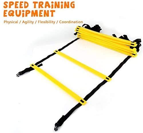 Ladder 19 Feet, 12 Adjustable Flat Rungs with Carrying Bag for Speed Training
