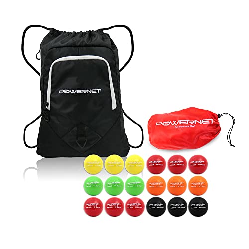 PowerNet 2.8" Baseball Weighted Training Balls Bundle with Backpack, Complete Set Heavy Ball 18 Pack 12 to 20 oz, Build Strength and Muscle