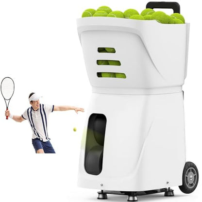 Portable Automatic Throwing Trainer,Ball Training Pitching Launcher,Tennis Ball Machine,Tennis Practice Equipment,with Remote Control (White) - color: White