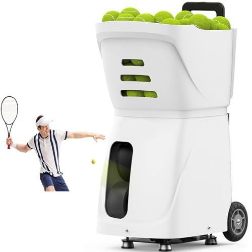 Portable Automatic Throwing Trainer,Ball Training Pitching Launcher,Tennis Ball Machine,Tennis Practice Equipment,with Remote Control (White) - color: White