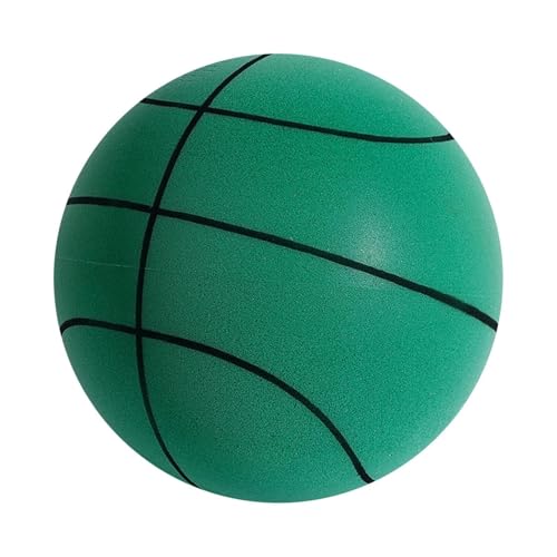 Silent Basketball, Soft Foam Indoor Basketball, Highly Bounce Quiet Foam Ball, Quiet Dribbling & Training, Real Feel Silent Play for Adult - color: Green, size: Oversized [24cm-7#]