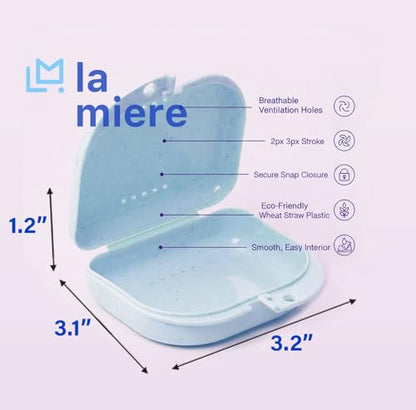 LA MIERE Retainer Case with Vent Holes, 1 Pcs Denture Case, Wheat Straw Box, Blueberry - color: Blueberry