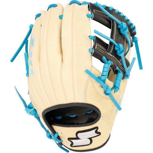SSK Z5 Craftsman Infield Baseball Glove – 11.25” - 11.5” - 11.75” - 12” – Right & Left Hand Throw - color: Camel/Black/Electric Blue, size: 11.5" - Right Hand Throw