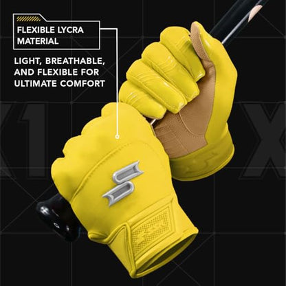 SSK X1 Color Rush Youth Baseball Batting Gloves - Durable Cabretta Leather Palm - 19 Colors