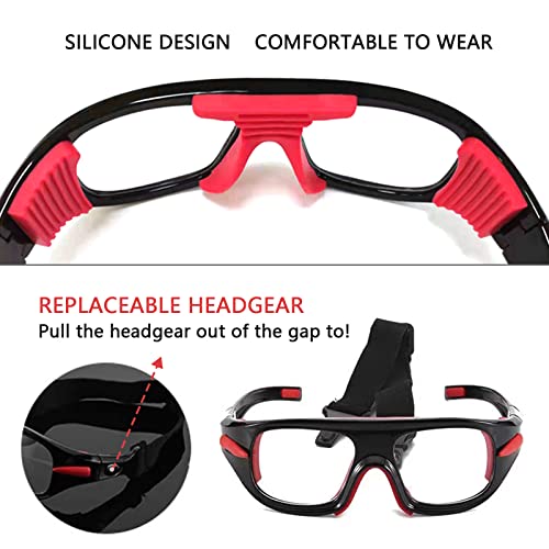 SHEEN KELLY Professional Sports Goggles Adult Protective Safety Goggles Basketball Glasses for Men with Adjustable - color: Replaceable Red