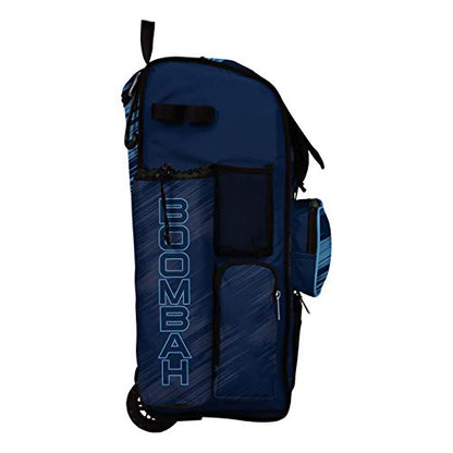 Boombah Rolling Superpack Scratch Baseball/Softball Gear Bag - 23-1/2" x 13-1/2" x 9-1/2" - Multiple Colors - Telescopic Handle and Holds 4 Bats - Wheeled Version - color: Navy/Columbia