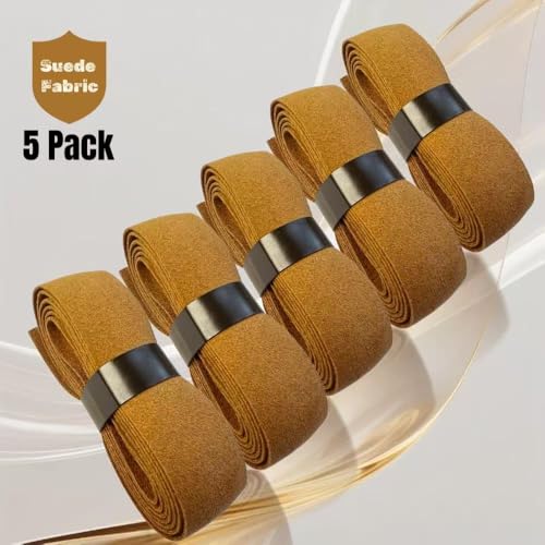 5-10 Pack 2-in-1 Tennis Racket Suede Fabric Replacement Grip, Soft Dry Feel Anti-Slip Sweat-Absorbing Durable Handle Wrap, Suitable for Pickleball Badminton Baseball Squash Rackets Tape - color: 5 Pack
