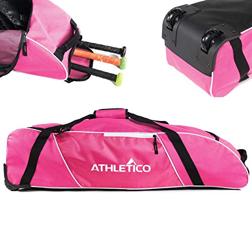 Athletico Rolling Baseball Bag Black - color: Pink