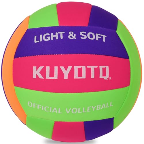 KUYOTQ Soft Indoor Volleyball Lite for Indoor Practice Volley Super Soft and Lite Safe Sport Gear Fabric Volleyball for Kids Youth Women Adult Beginners, Perfect for House Training Games Volley Ball - color: Colorful