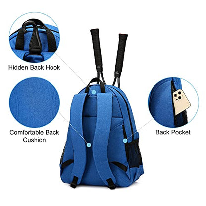 Tennis Bag Professional Tennis Backpack for Men and Women Racket Bags Holds 2 Rackets with Ventilated Shoe Compartment - color: Dark Blue