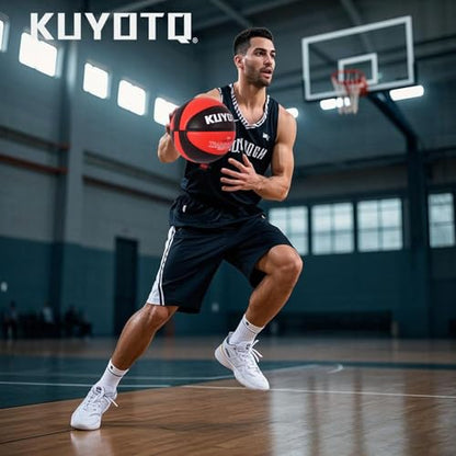 KUYOTQ 3LBS/3.3LBS/2.2LBS Weighted Heavy Training Basketball 29.5/28.5" in and Outdoor Improving Handling Dribbling Passing Rebounding Skill Composite Size 7/6 Weighted Training Basketball Equipment - color: Black+Red, size: Size 7 Adult - 29.5"-3LBS
