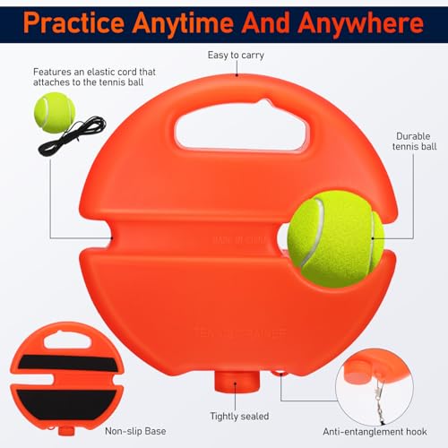 Toddmomy Trainer Rebound Ball with String, Solo Tennis Ball Portable Tennis Rebounder Kit Self Training Badminton Kit for Beginners Sport Exercise