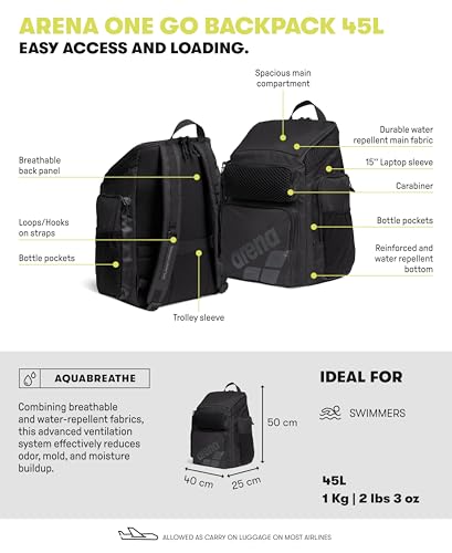ARENA One Go Backpack Swimmer Athlete Daypack Large Size Equipment Swim Bag - color: Texture