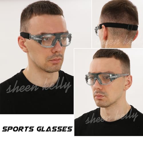 SHEEN KELLY Professional Sports Goggles Adult Protective Safety Goggles Basketball Glasses for Men with Adjustable - color: Replaceable Gray