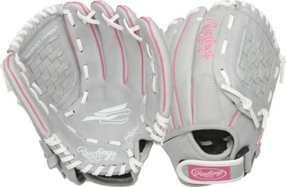 Rawlings | Sure Catch Series Youth Softball Glove - color: Grey / Pink, size: 10.5"