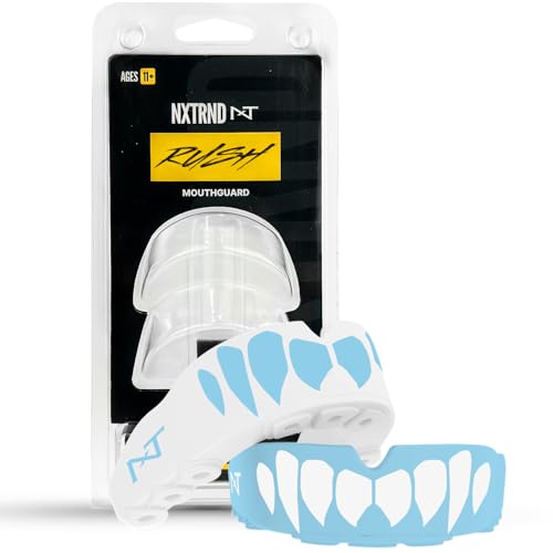 2 Pack Nxtrnd Rush Dual Layer Mouthguard, Custom Fit Sports Mouthpiece for Football, Boxing, MMA, Basketball, Hockey, Lacrosse, Youth & Adult (Columbia Blue) - color: Columbia Blue