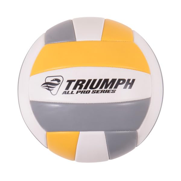 Triumph Sports Competition Volleyball Set for Backyard, Beach & Park with 32' Regulation Outdoor Volleyball Net, Steel Poles, Official Ball with Pump, Boundary Lines & Carry Bag