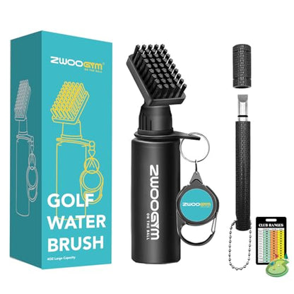Pro Golf Club Cleaner Set, Water Brush with Holder Clip and 4oz Bottle, Golf Groove Sharpener, Suitable for U and V Grooves