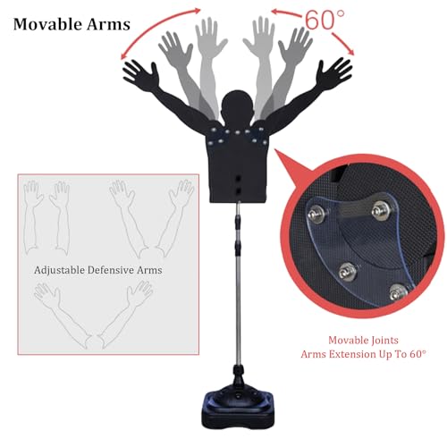 Basketball Defender Dummy, Adjustable Height Youth Dribbling Training Mannequin with Movable Arms, Water Weighted Base, Basketball Training Practice Equipment