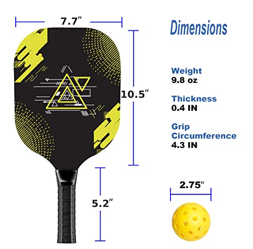Pickleball Set with 4 Premium Wood Paddles, Cushion Comfort Grip, 4 Cooling Towels, 4 Pickleball Balls & Carry Bag, Pickle Ball Paddle for Men Women
