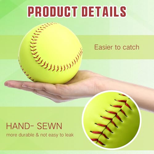 Lunmon 4 Pack 14 Inch Softballs Oversized Softball Training Equipment for Pitchers Soft Balls Pitching and Throwing Spin Trainer Raised Stitched Seams for Games and Practice