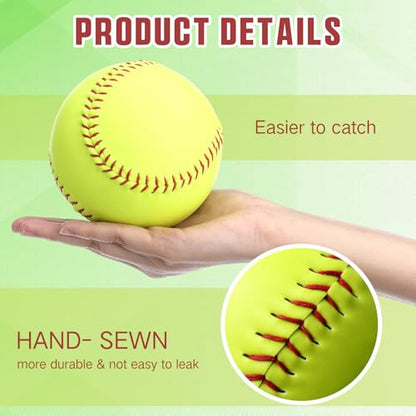 Lunmon 4 Pack 14 Inch Softballs Oversized Softball Training Equipment for Pitchers Soft Balls Pitching and Throwing Spin Trainer Raised Stitched Seams for Games and Practice
