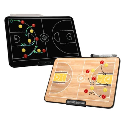 Double-Sided Electronic Basketball Coaching Board,16-Inch Full Screen LCD Digital Tactical Writing Tablet for Basketball Strategy Teaching Coach Board