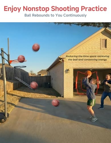 Basketball Rebounder, Heavy Duty & Quick Release Basketball Return Attachment, 180 Degree Rotatable Chute Shot Returner for 18" Rim Indoor and Outdoor Basketball Trainning Equipment