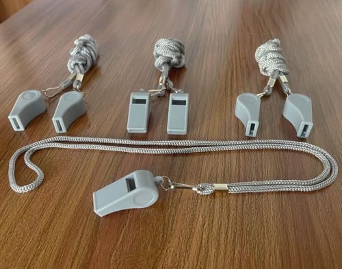 20 Pcs Plastic Loud Whistles with Lanyard for Referee Coaches Basketball Football Sports Training Game Event Lifeguard Survival Emergency Fun School Kids Tool Set Suppliers - color: Grey