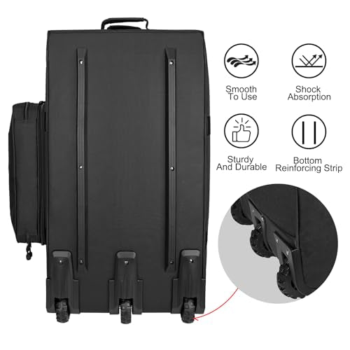 150L Large Rolling Duffle Bag with Wheels, Heavy Duty 32'' Tri-Wheel Gear Hauler for Camping,Moving Sports Equipment,Military & Airline Checked Bag Approved,Black - color: Black
