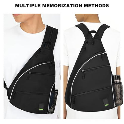 Goloni Pickleball Bag for Women Men, Convertible Pickleball Backpack Sling Bag with Fence Hook, Waterproof Polyester Paddle Bag with Multiple Compartments