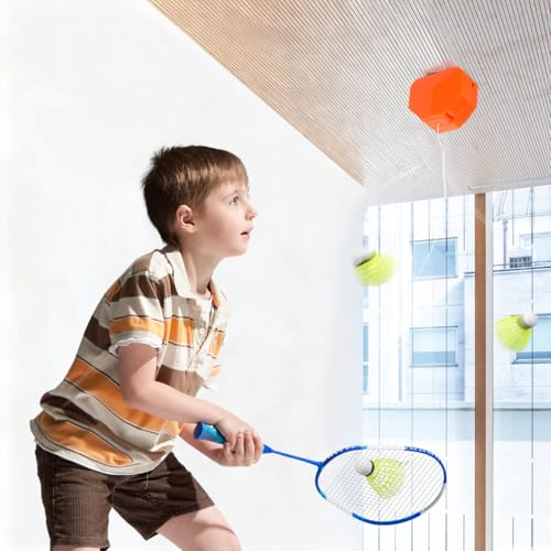 Badminton Trainer Self Practice Aid Elastic Rebound Device with Remote Control for Indoor and Outdoor Solo Training Set