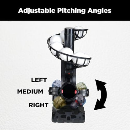 Furlihong 388BH Baseball Pitching Machine, 4 Adjustable Angles, 3 Pitch Angles, Power Bank/Battery Powered, Includes 9 Training Balls, for Beginners