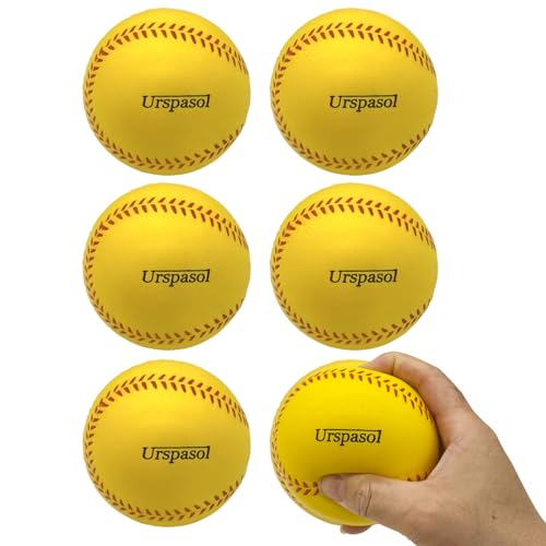 Practice Foam Softballs 12 Inch Oversized Soft Baseballs with Mesh Bag for Kid Teenager Players Training Sporting Batting Safely Hitting - color: Yellow