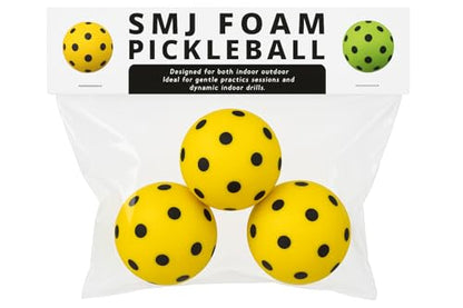 Pickleball Training Ball, Indoor Outdoor Practice Ball, Yellow with Black Holes, Plastic, Lightweight Design