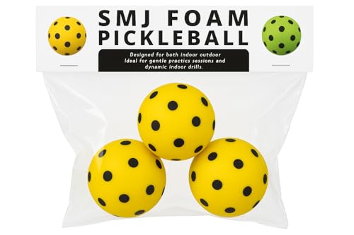 Pickleball Training Ball, Indoor Outdoor Practice Ball, Yellow with Black Holes, Plastic, Lightweight Design